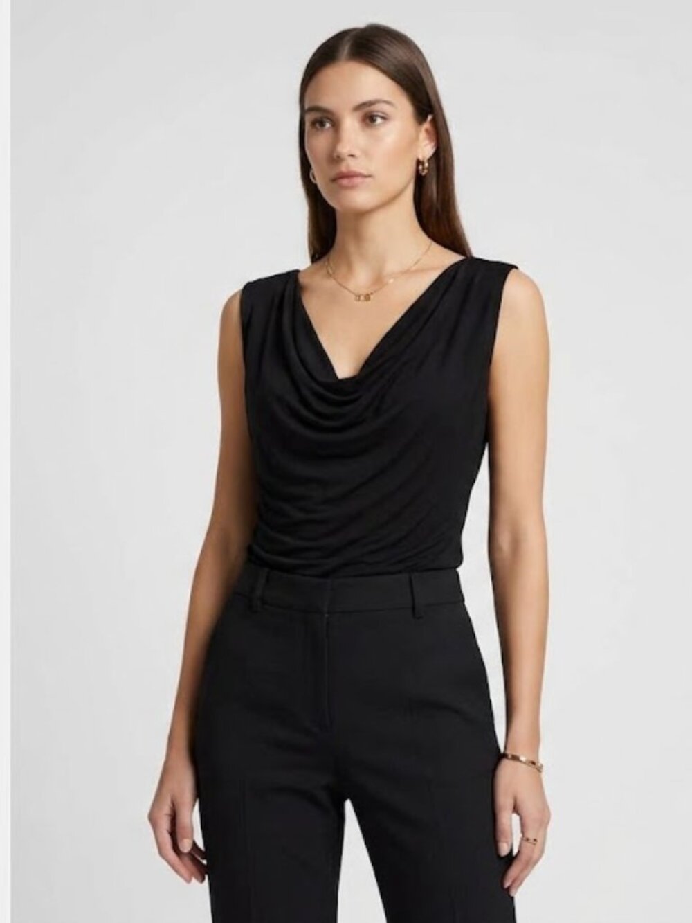 Dolce & Gabbana Black Cowl Boatneck Sleeveless Top - IT 40 / US Medium